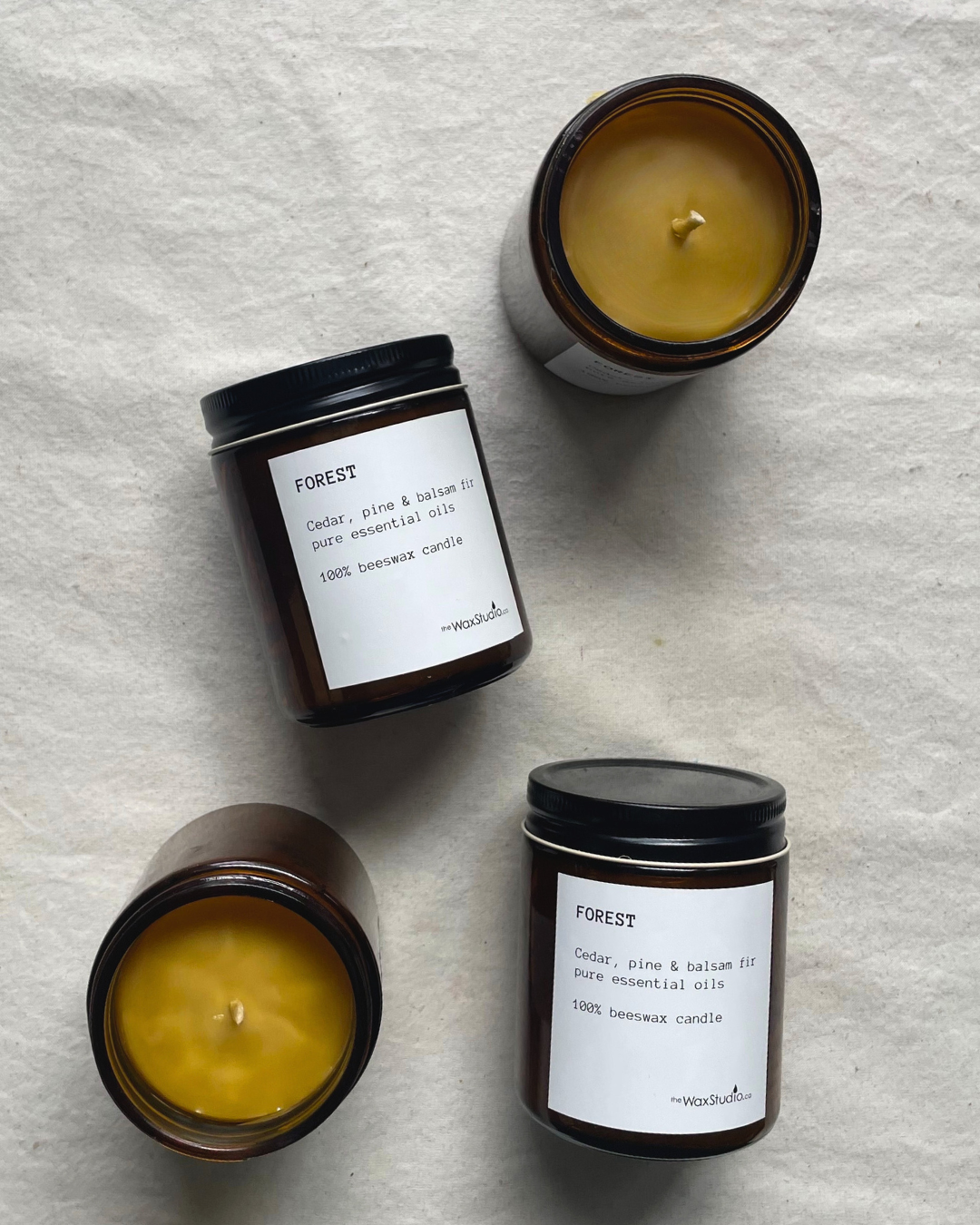 FOREST - Beeswax Jar Candle - Pure essential oils - Single Wick // Woodland Aroma - Beeswax Candle - Amber Glass Jar Candle - 50 hour burn time