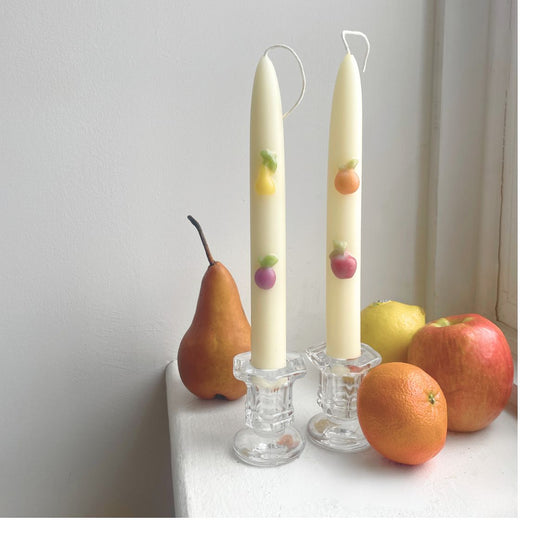 Fruit Beeswax Tapers - Pair of 2 // Tapers, Fruit, Candles, Food Candles, Beeswax, Fruit Salad