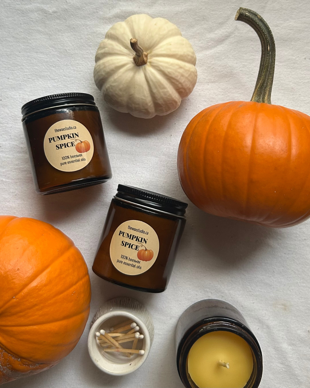 Pumpkin Spice Beeswax Candle in a Jar - 4 oz. Amber Glass Jar - Candle, Jar Candle, Pumpkin, Fall