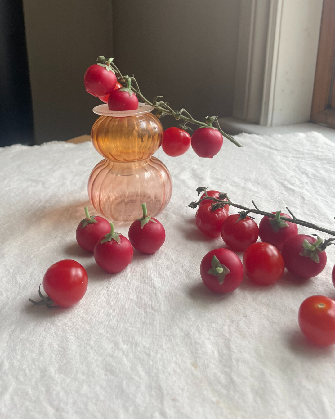 Tomato candles in pure beeswax - Cherry Tomatoes SET of 7 -  cake candles - candle, beeswax, cherries, fruit vegetable candles