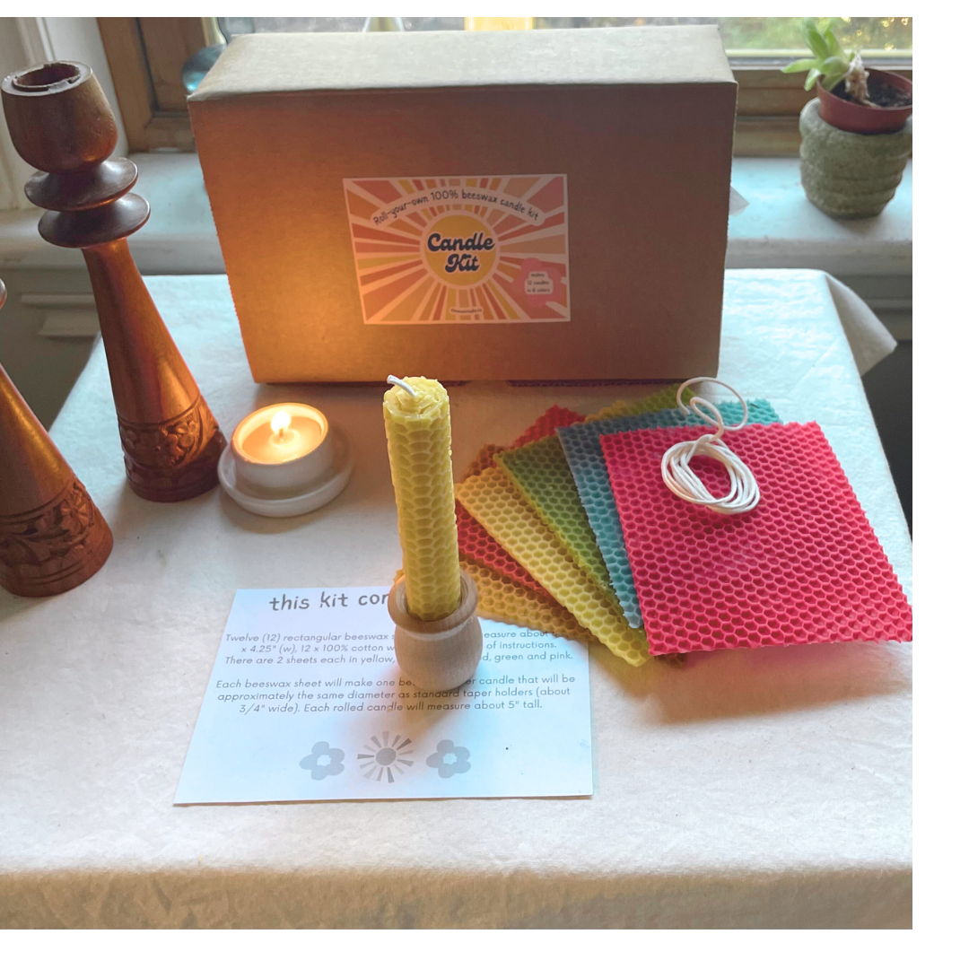 Candle KIT - DIY 12 Rolled Beeswax Candles - Kit with Many Colors - Make Your Own Rolled Beeswax Candles - Holiday Gift Idea