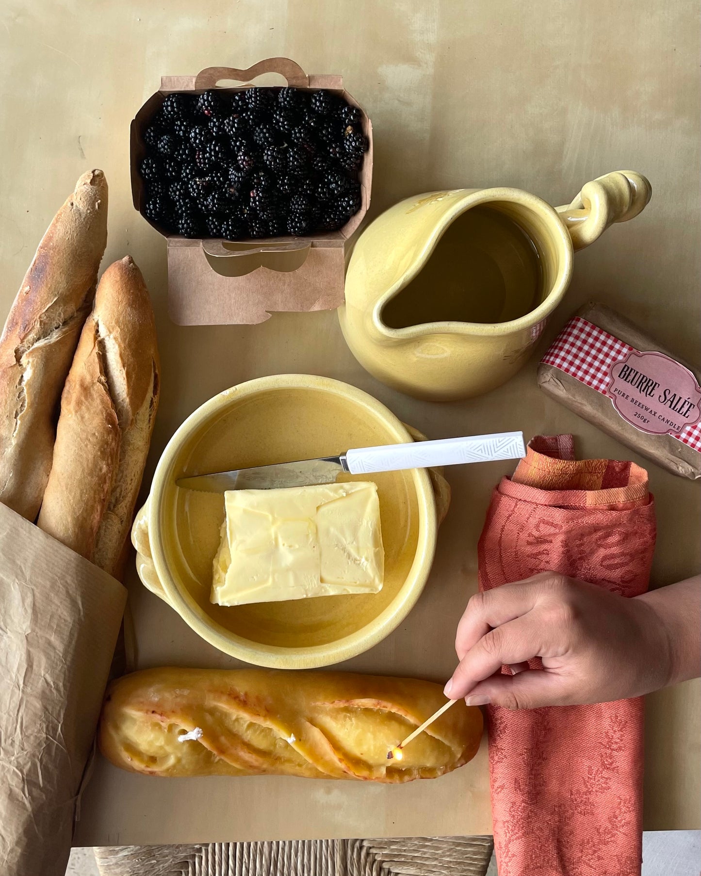 Butter Candle - Beeswax, Candle // Butter, Double Wicked, 100% Beeswax, Artisanal