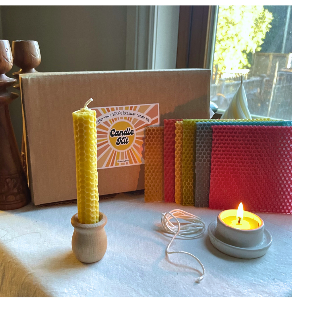 Candle KIT - DIY 12 Rolled Beeswax Candles - Kit with Many Colors - Make Your Own Rolled Beeswax Candles - Holiday Gift Idea