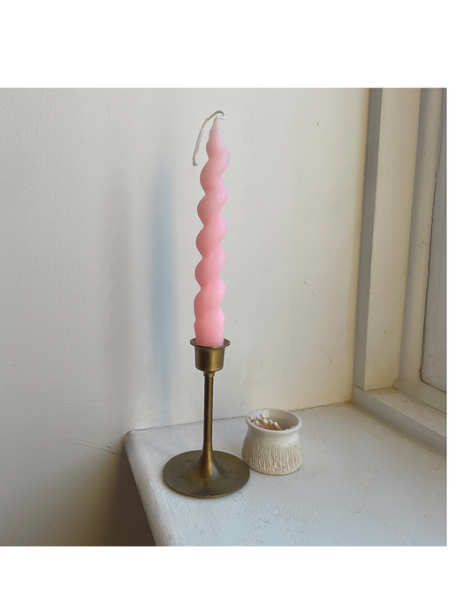 Pastel Pink Beeswax Tapers - Candles in Pure Beeswax, Pair of 2 // Tapers, Twist, Tapered Candles, Beeswax Candles, 8" Tapers