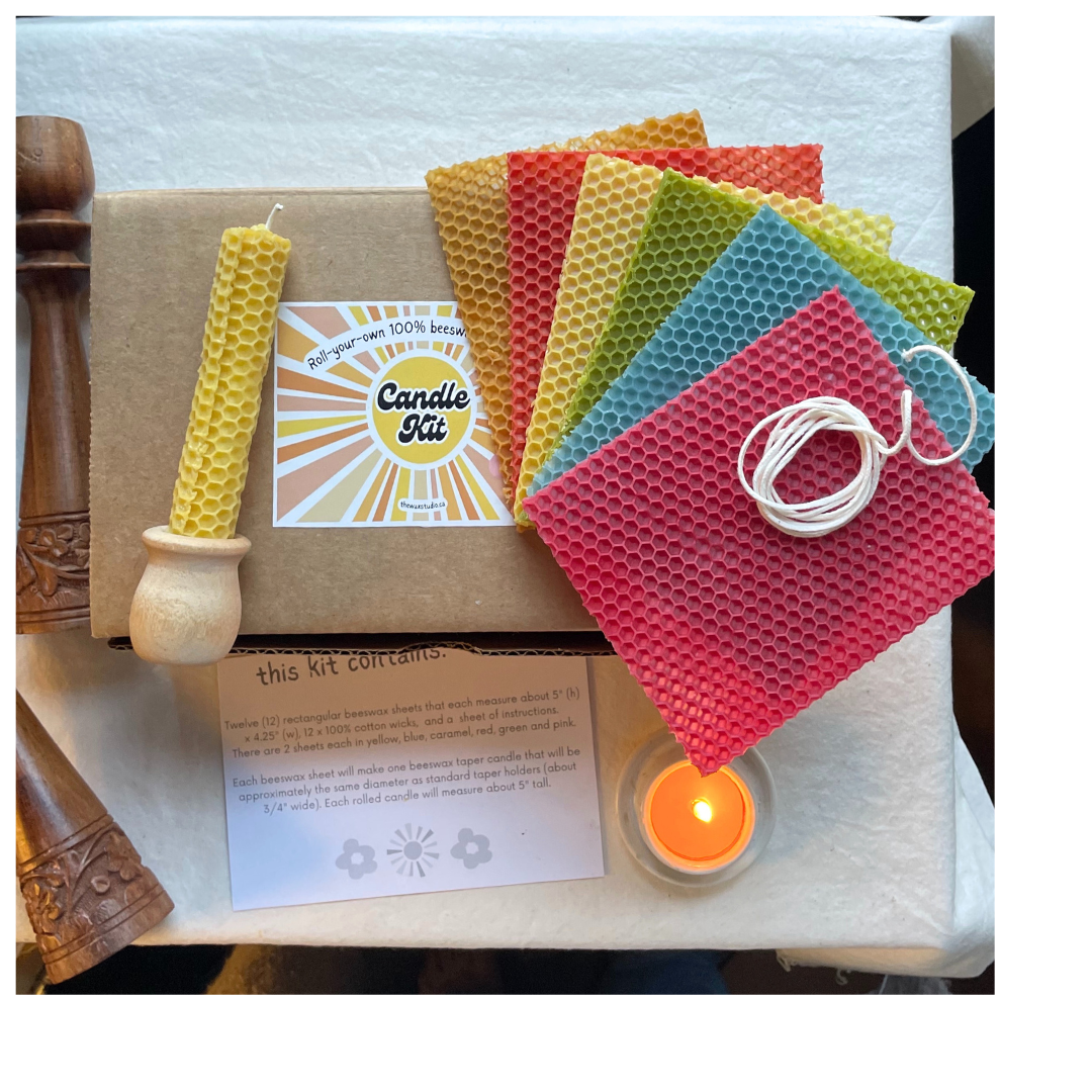 Candle KIT - DIY 12 Rolled Beeswax Candles - Kit with Many Colors - Make Your Own Rolled Beeswax Candles - Holiday Gift Idea