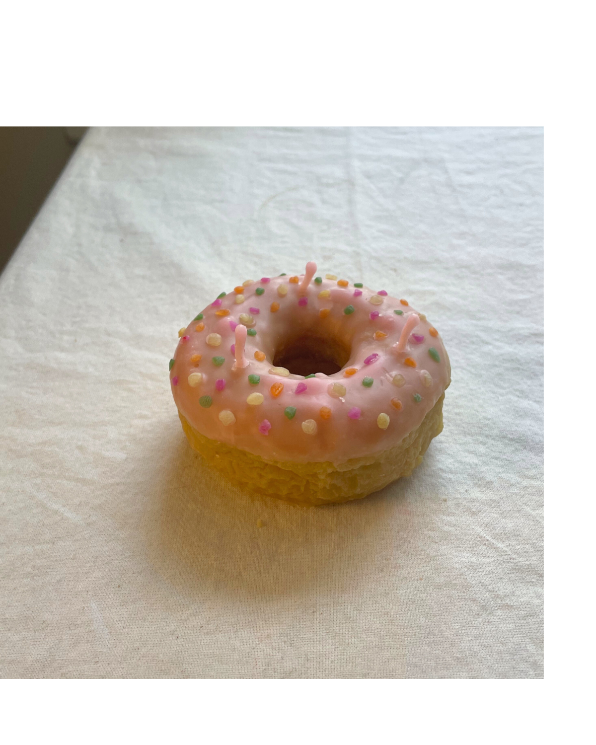 Donut - Beeswax Candle, Donut Candle - Single Donut in 100% Beeswax, Candle, Dessert