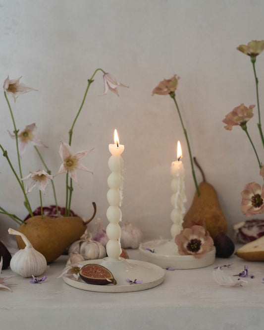 Pearl taper pair of two - beeswax taper candles - candles - 100% pure white beeswax