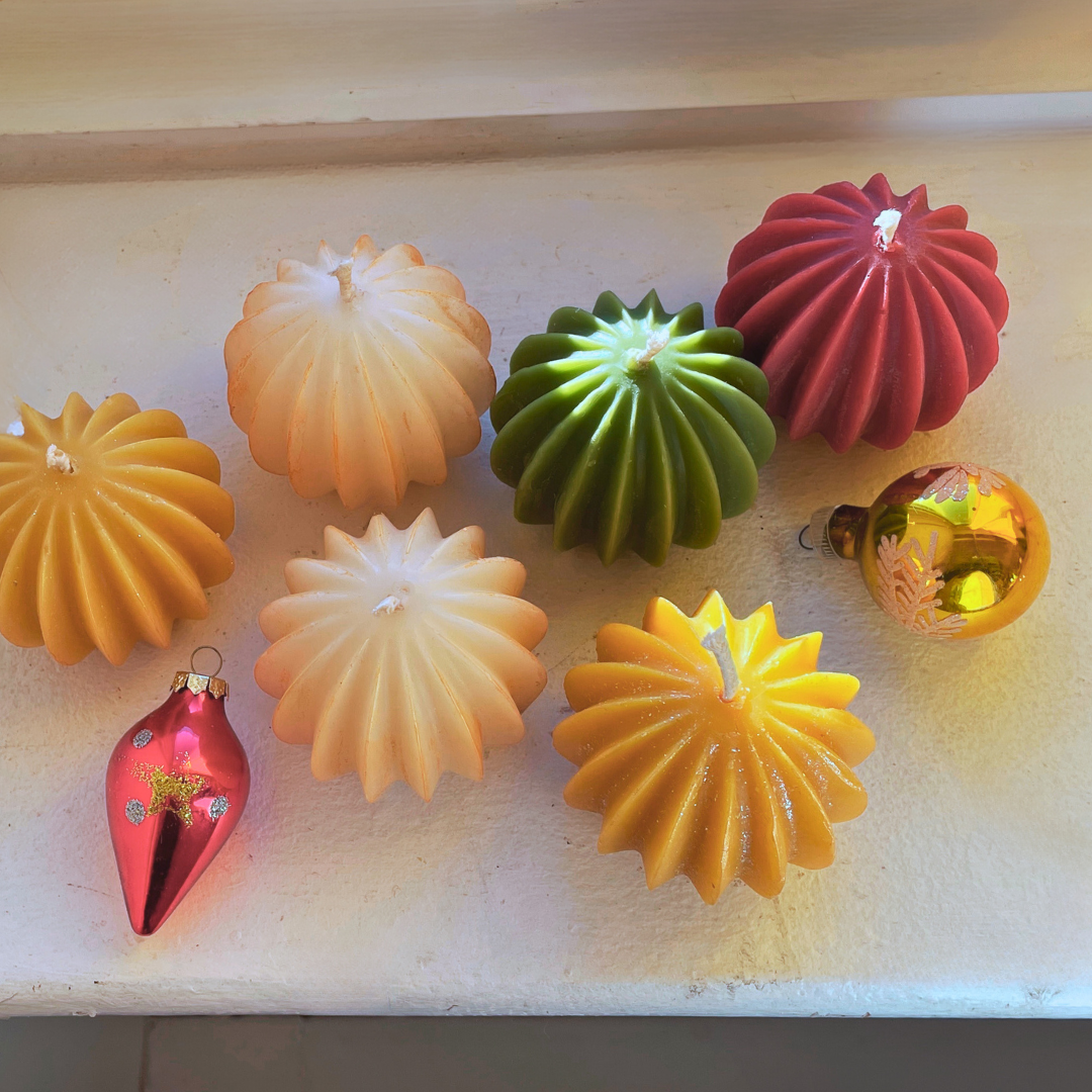 Ornament Candle - Pure Beeswax Christmas Ornament, Candle, / Beeswax Candle, Hand Filtered, Vintage Style