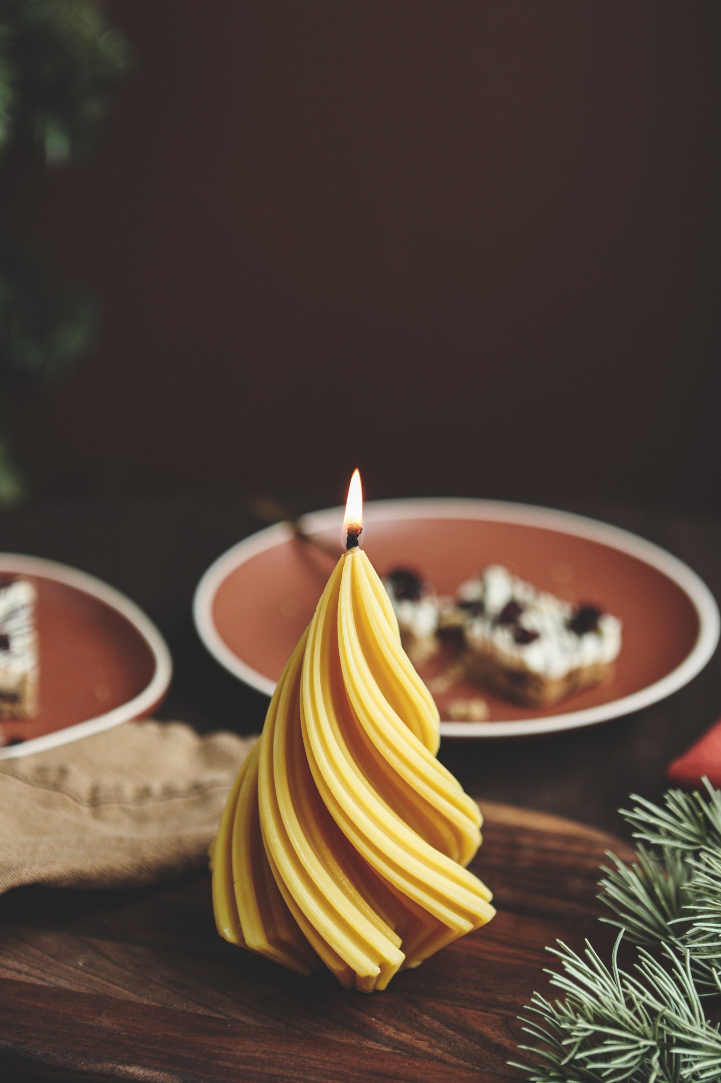 Tree Candle in Off-White - Beeswax Candle - Christmas Tree Candle, Beeswax