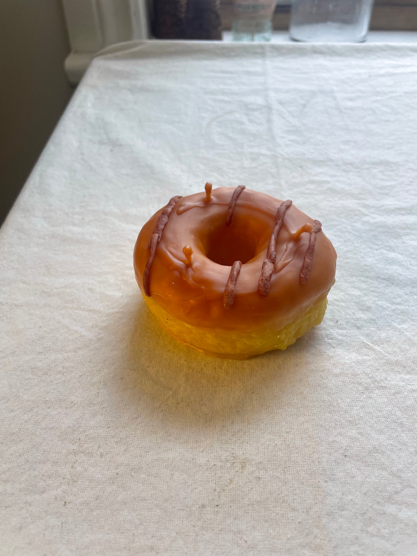 Donut - Beeswax Candle, Donut Candle - Single Donut in 100% Beeswax, Candle, Dessert