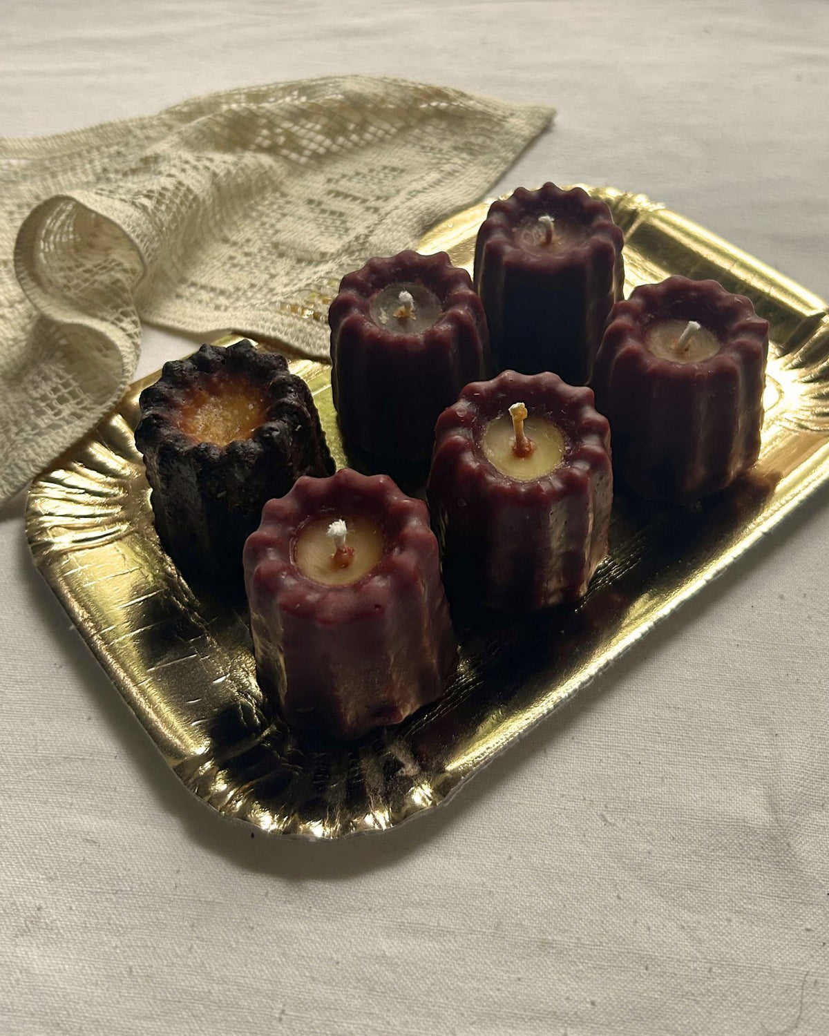 CANNELÉ pastry candles - pure 100% beeswax - cake, candles, pillars, beeswax, canelés