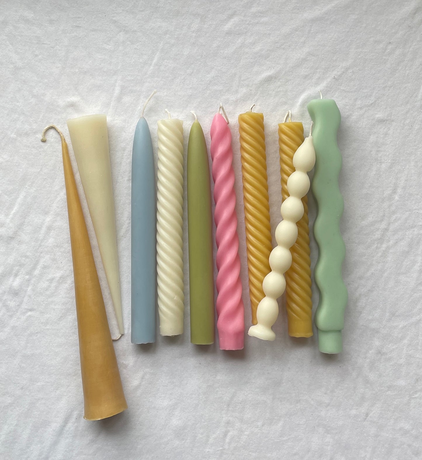 Pastel Beeswax Tapers - Beeswax, Candles, Pair of 2 // Tapers, Tapered Candles, Beeswax Candles