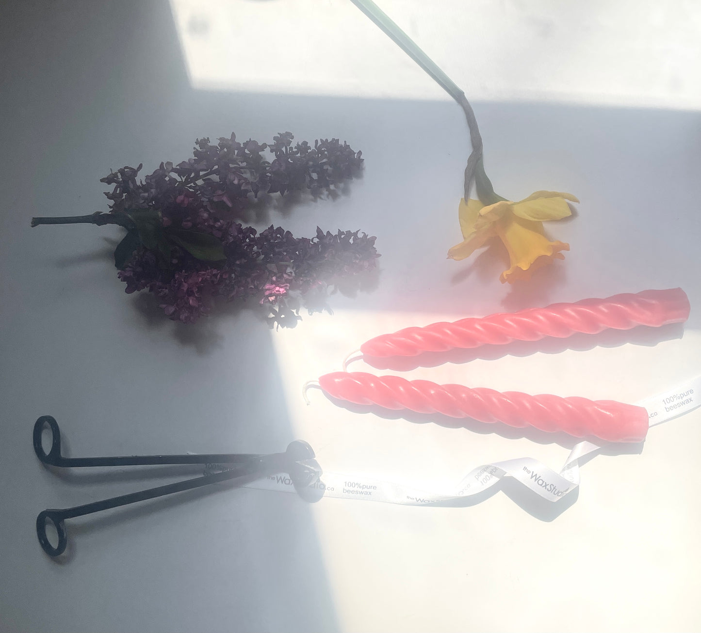 Pink Beeswax Candles - PAIR of 2 Taper Candles 8" - Hygge Home - Beeswax Tapers - Candles - Beeswax Candles, Tapers, Pink