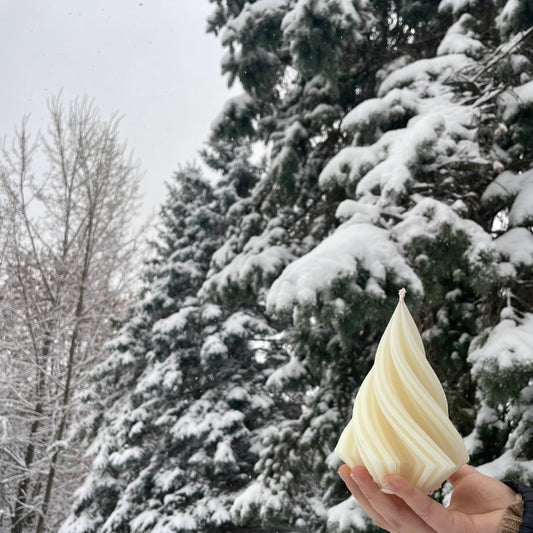 Tree Candle in Off-White - Beeswax Candle - Christmas Tree Candle, Beeswax