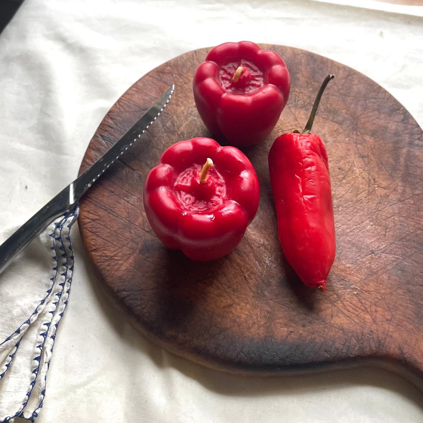Red Pepper Candle in 100% Beeswax- Vegetable, Fruit Candle - Food Candle