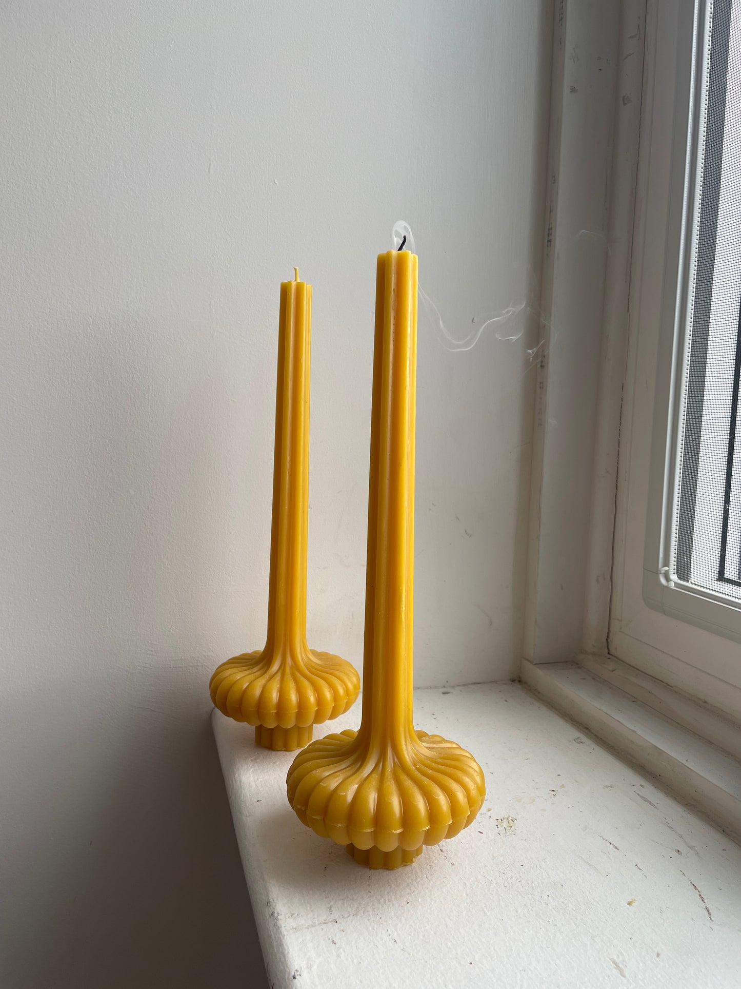 Lamp Candle - Beeswax Candle - Tall Fluted Taper // 12" tall, Candle
