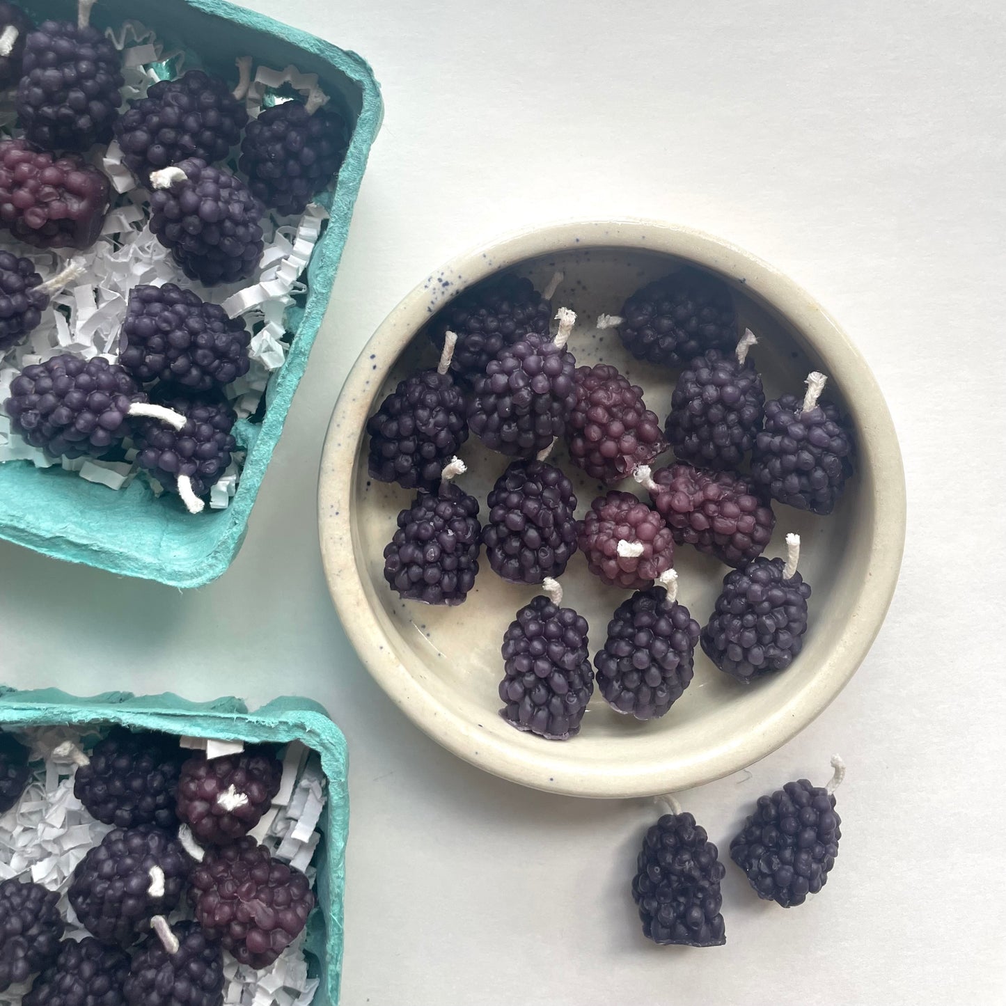 Blackberry cake candles in 100% beeswax - SET of 12 - cake candles - candle, beeswax, blackberries, fruit candles