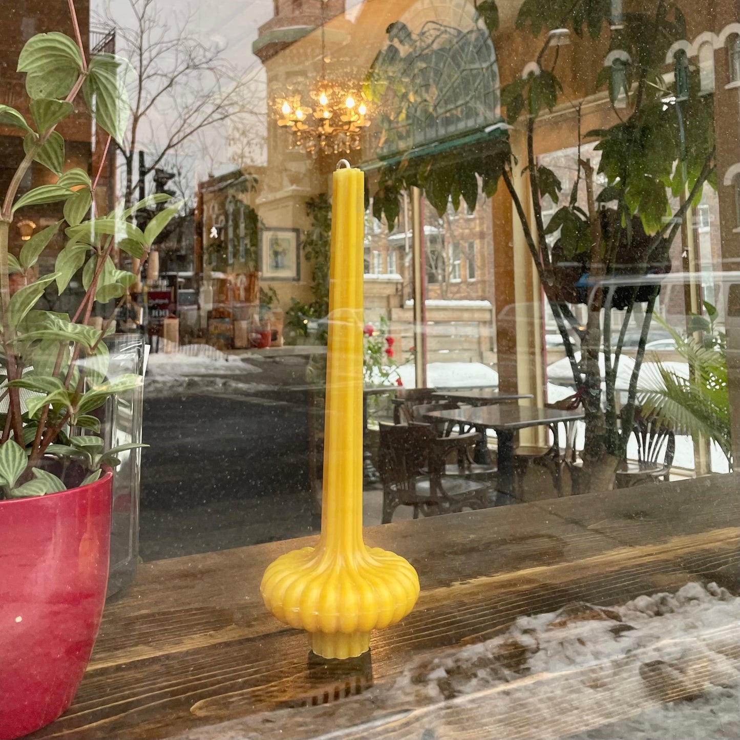 Lamp Candle - Beeswax Candle - Tall Fluted Pillar // 12" tall, Modern Taper