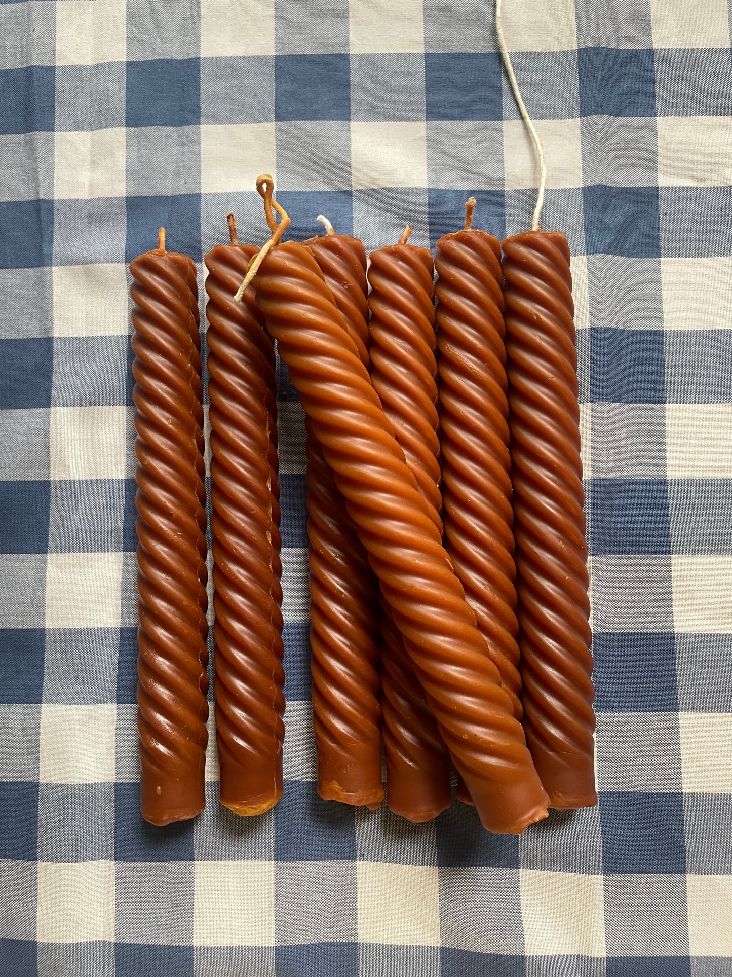 Walnut Brown Spiral Tapers in Pure 100% Beeswax - Pair of Two 8" - Beeswax Tapers - Candles - Beeswax Candles, Brown, Tapers