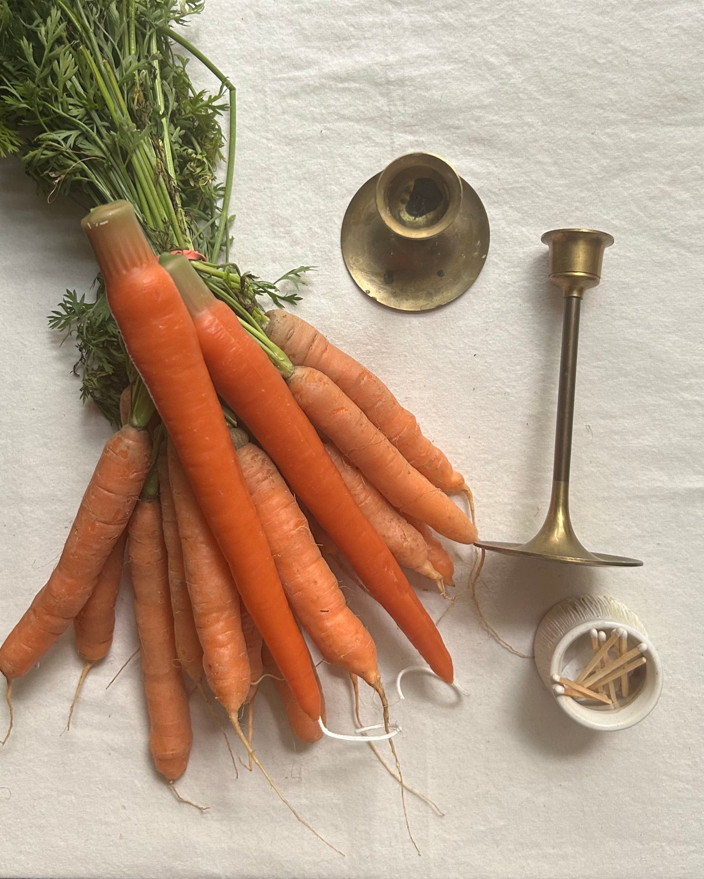 Carrot Beeswax Tapers - Pair of 2 // Tapers, Carrots, Orange Candles, Food Candles, Beeswax, Candle
