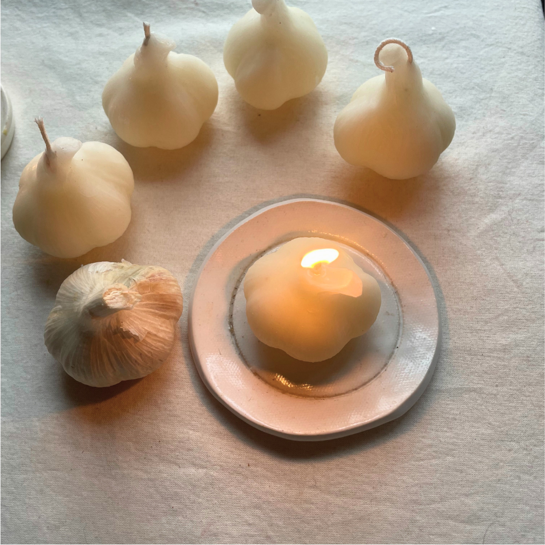 Garlic - Beeswax Candle, Garlic Candle - Single Garlic Clove in 100% Beeswax, Vegetable, Candle