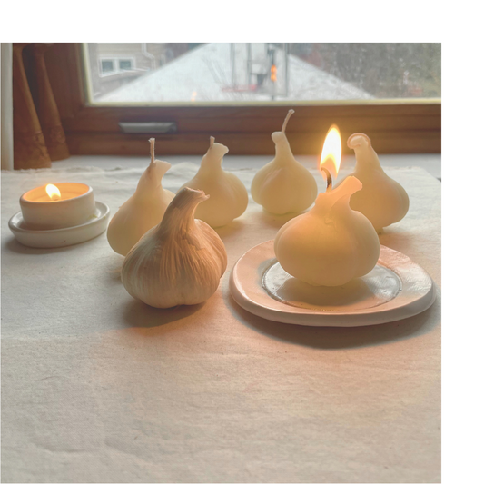 Garlic - Beeswax Candle, Garlic Candle - Single Garlic Clove in 100% Beeswax, Vegetable, Candle