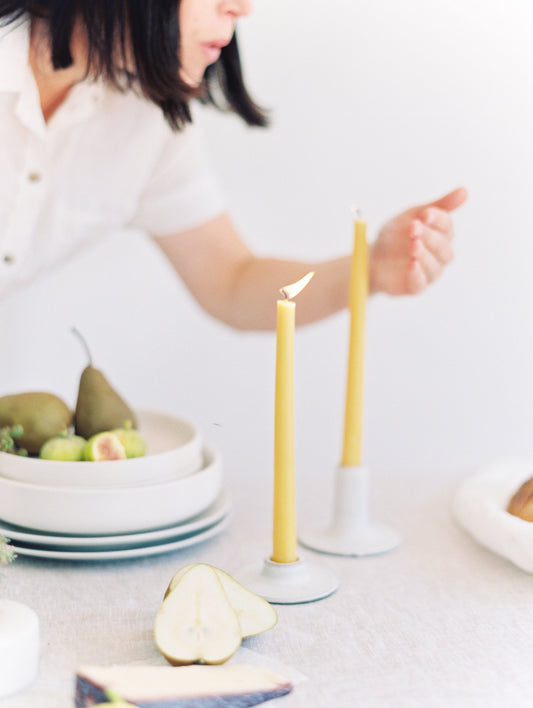 Pair of Two 8" Beeswax Taper Candles// Tapers, Beeswax, Candles // 100% Pure Handfiltered Beeswax, Hygge Home