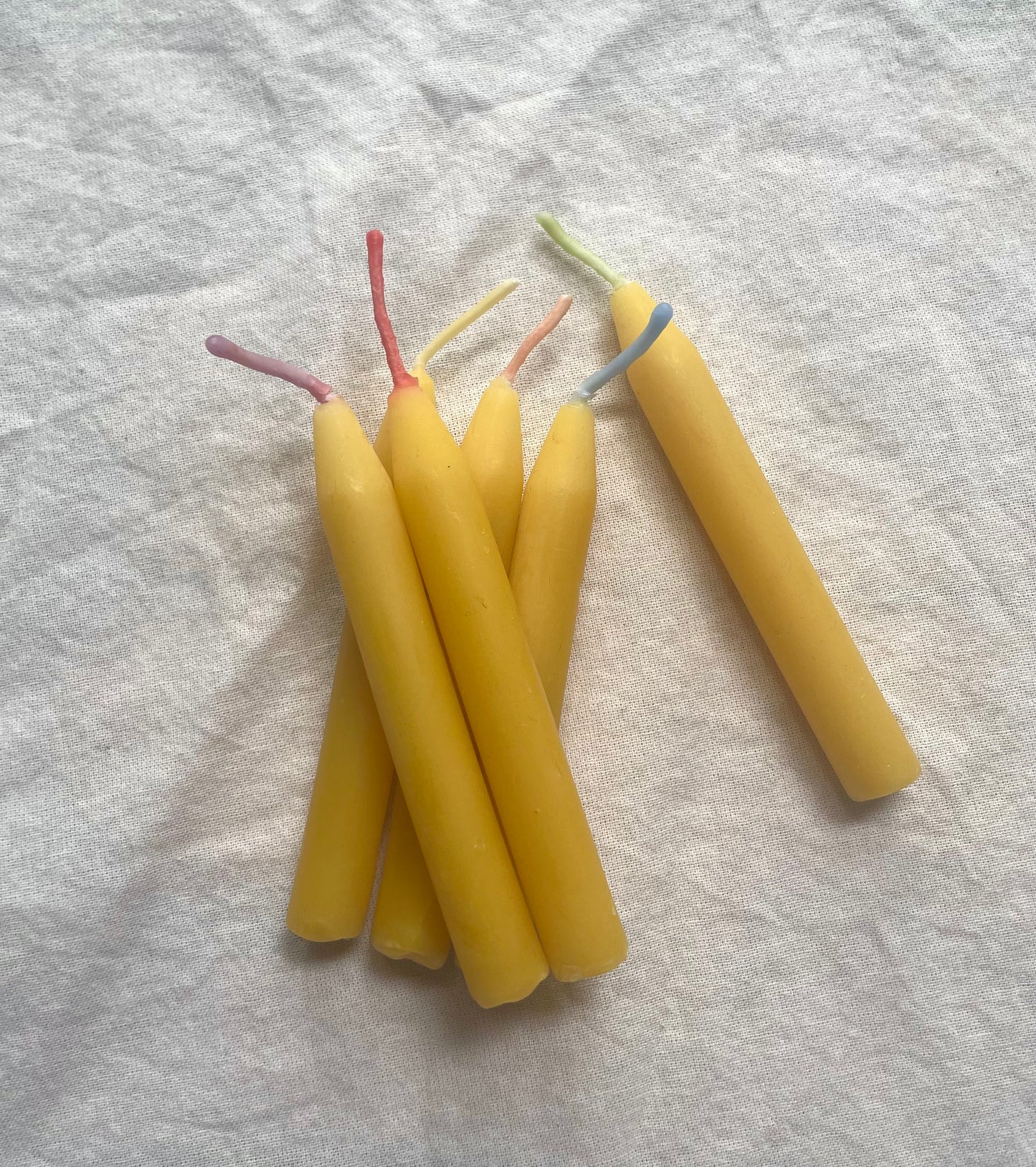 Birthday Ring Candles - SET of 6 with Multicolor Wicks / SET OF 6 / Birthday Ring Candles, Cake Candles, Mini, Beeswax Candles