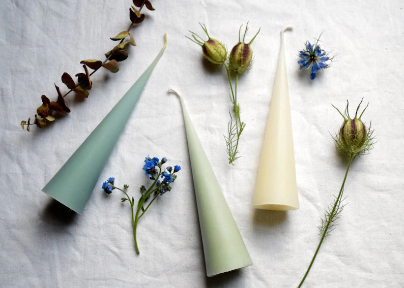 Reserved for Cristina - Holiday Beeswax Cone Candles - Beeswax Cone Candles // Candle, Modern Tapers