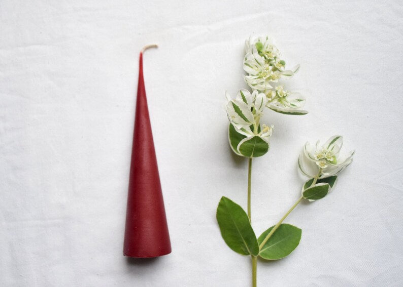 Holiday Cone Candles - Beeswax Cone Candles // Christmas, Beeswax Candle, Candle, Beeswax, Modern Tape