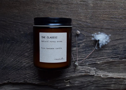 THE CLASSIC- Beeswax Jar Candle // Pure Beeswax Candle - Amber Glass Jar Candle - 50 hour burn time