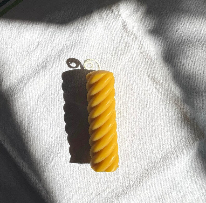Blue Beeswax Spiral Candle - Pillar / Pure Beeswax Pillar / Twist Candle, Candle, Beeswax