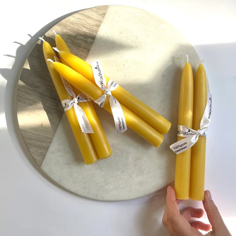INSTANT TAPER SET OF 6 - Beeswax Taper Candles, 3 pairs in 100% Beeswax, Twisted // Tapers, Twist, Tapered Candles, Beeswax Candles, 8" Tapers, Eco Friendly, Decor