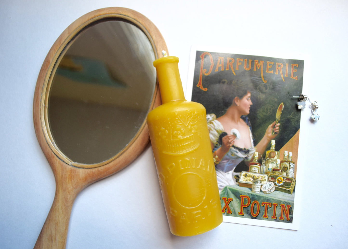 Paris Perfume - Antique Bottle - Beeswax Candle / Antique Bottle Candle // Perfume Bottle, Burnable Bottle Candle, Candle, Pure Beeswax