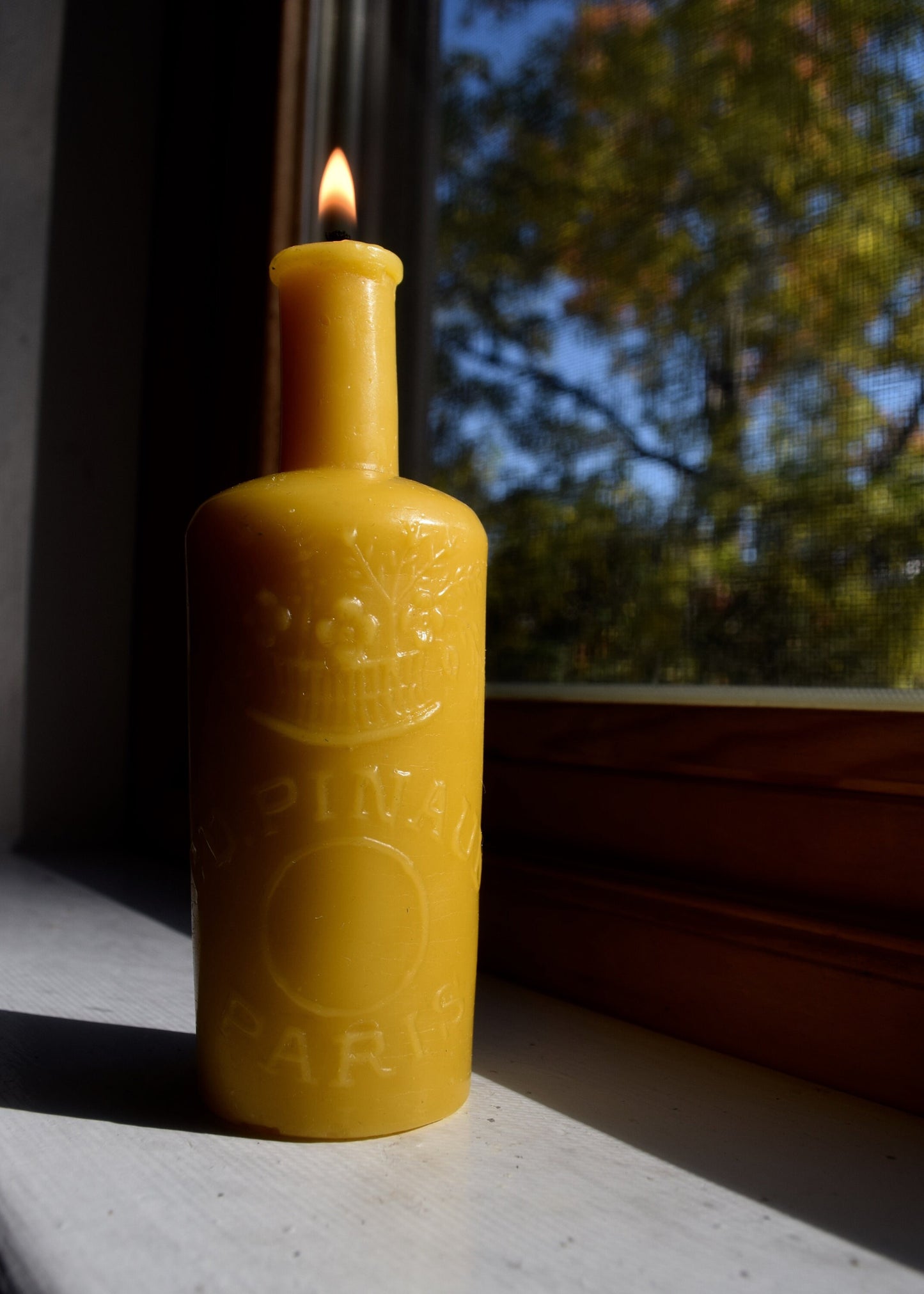 Paris Perfume - Antique Bottle - Beeswax Candle / Antique Bottle Candle // Perfume Bottle, Burnable Bottle Candle, Candle, Pure Beeswax