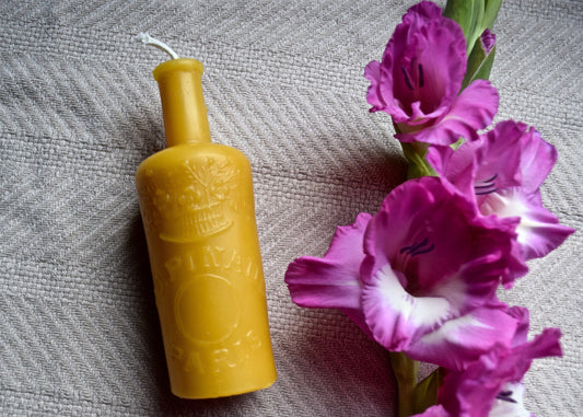 Paris Perfume - Antique Bottle - Beeswax Candle / Antique Bottle Candle // Perfume Bottle, Burnable Bottle Candle, Candle, Pure Beeswax