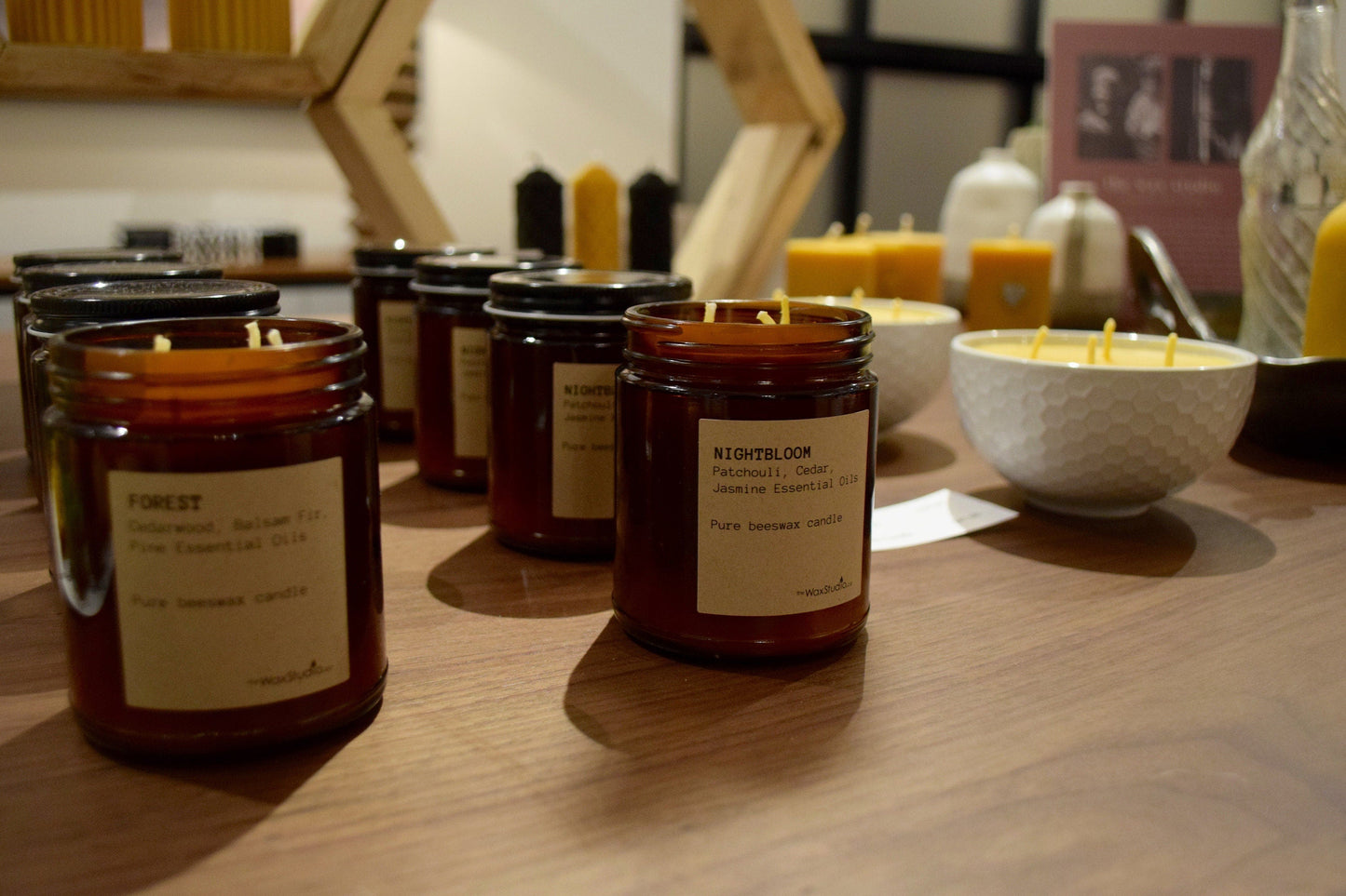 WILD GARDEN - Beeswax Jar Candle // Floral Aroma - Beeswax Candle - Amber Glass Jar Candle - 50 hour burn time