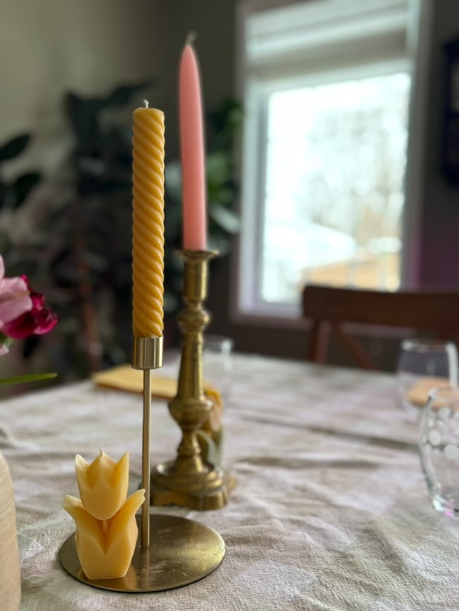 Beeswax Spiral Tapers - Pair of Two 8" - Pure Beeswax Tapers - Candles - Beeswax Candles, Twisted Taper Candles