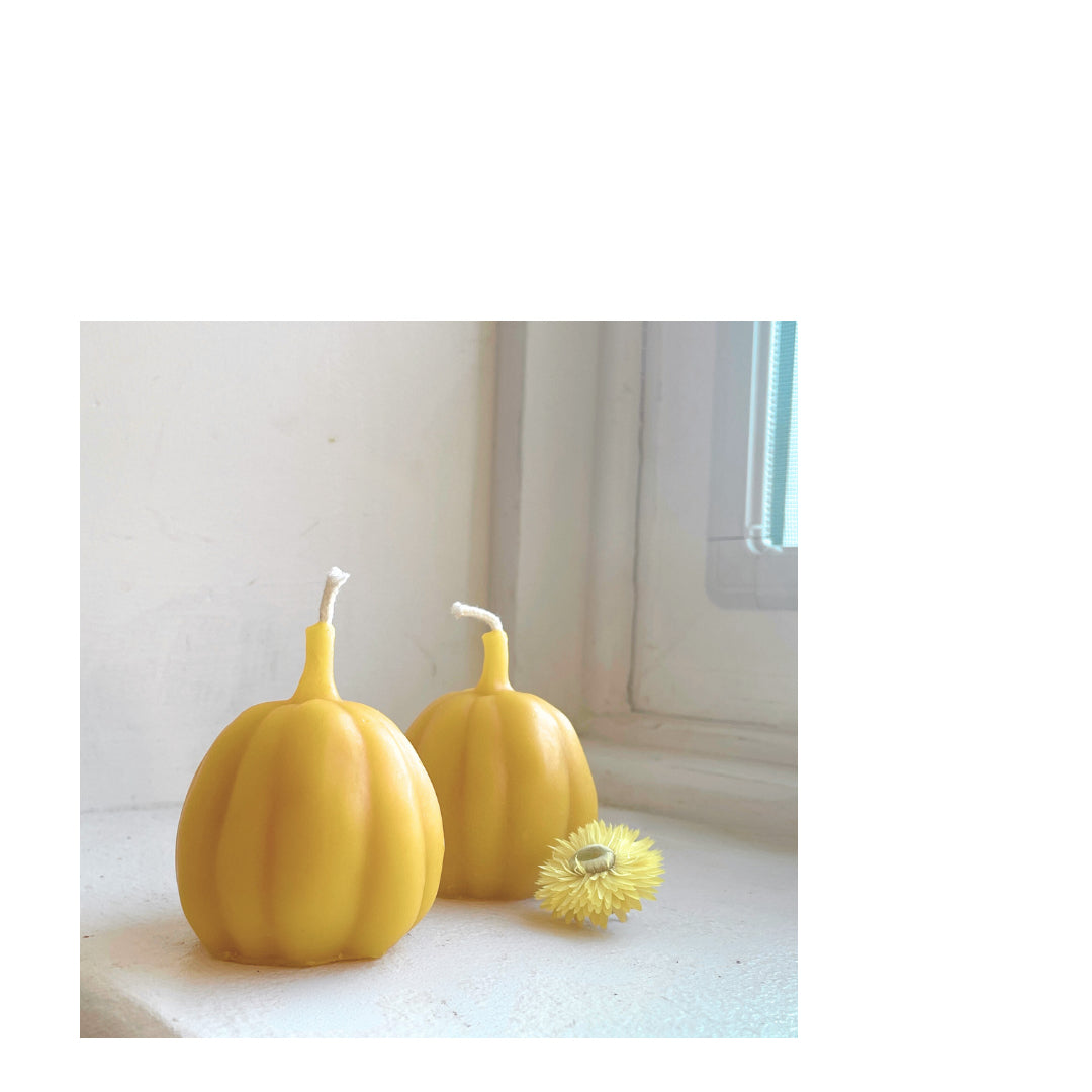 Squash - Beeswax Candle / Candle, Beeswax, Orange, Autumn, Thanksgiving, Pumpkin