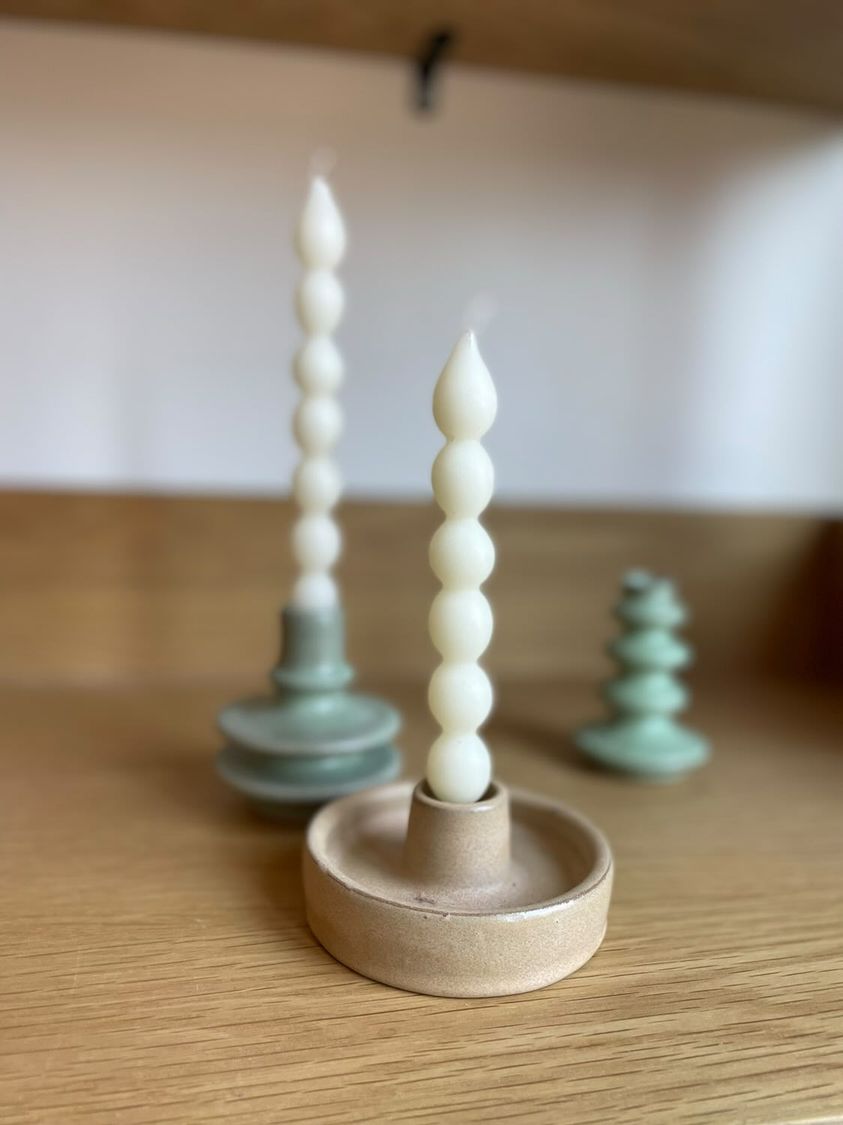 Pearl taper pair of two - beeswax taper candles - candles - 100% pure white beeswax