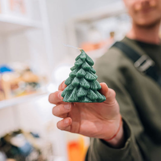 Green Beeswax Evergreen Tree Candle / Beeswax Candle, Hand Filtered, Tree, Candle, Christmas Candle, Eco Friendly, Woodland