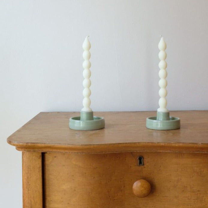 Pearl taper pair of two - beeswax taper candles - candles - 100% pure white beeswax