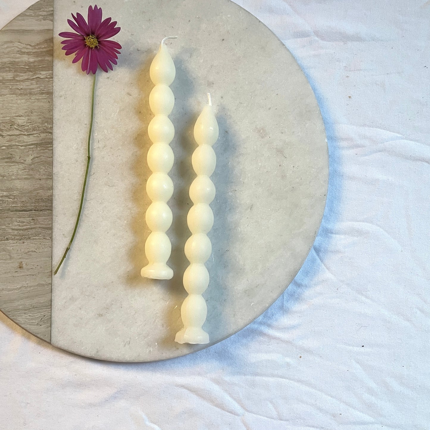 Pearl taper pair of two - beeswax taper candles - candles - 100% pure white beeswax