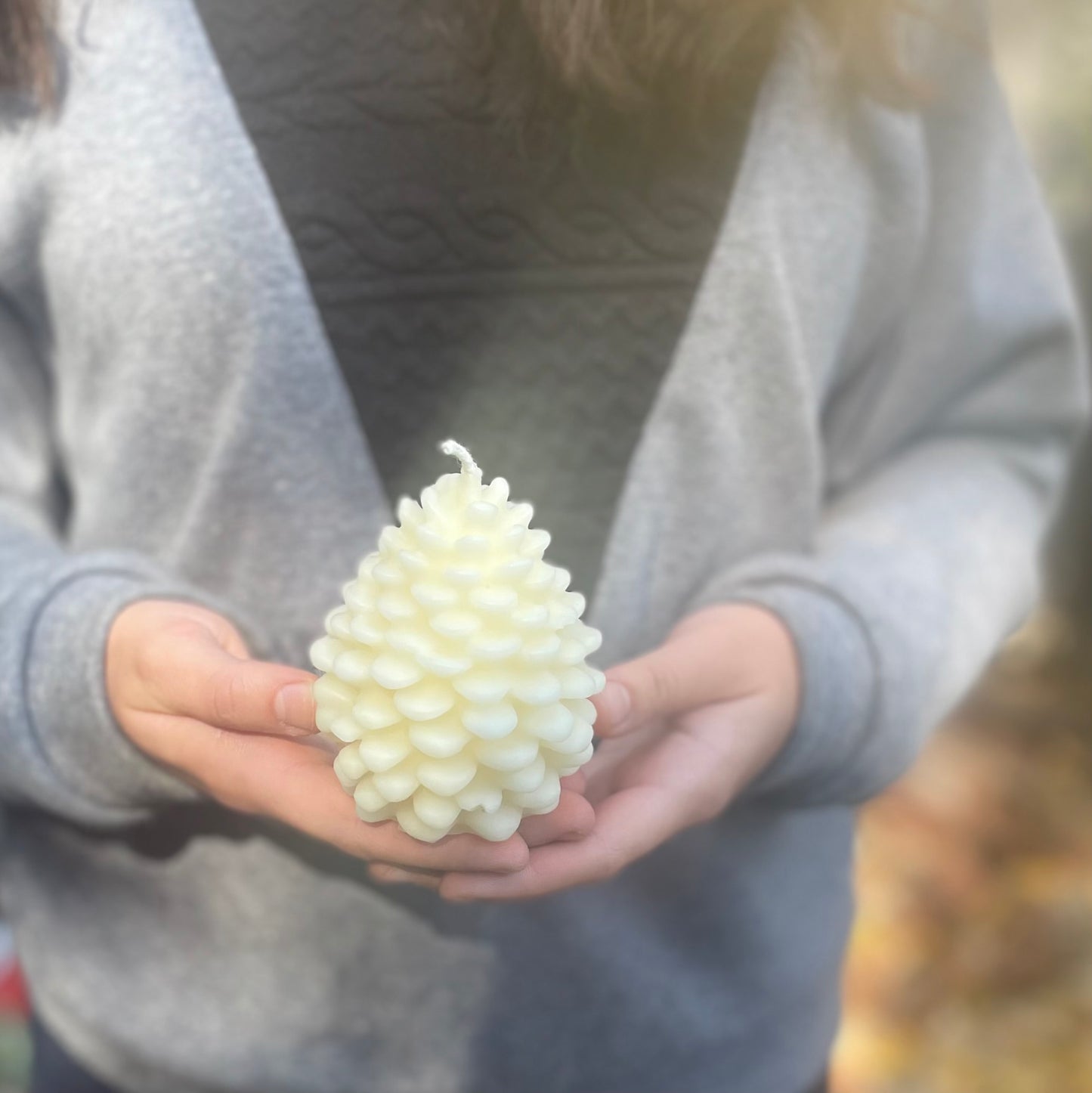 White Beeswax Candle - Pinecone / Pinecone Candle, Eco Friendly, Beeswax, Candles