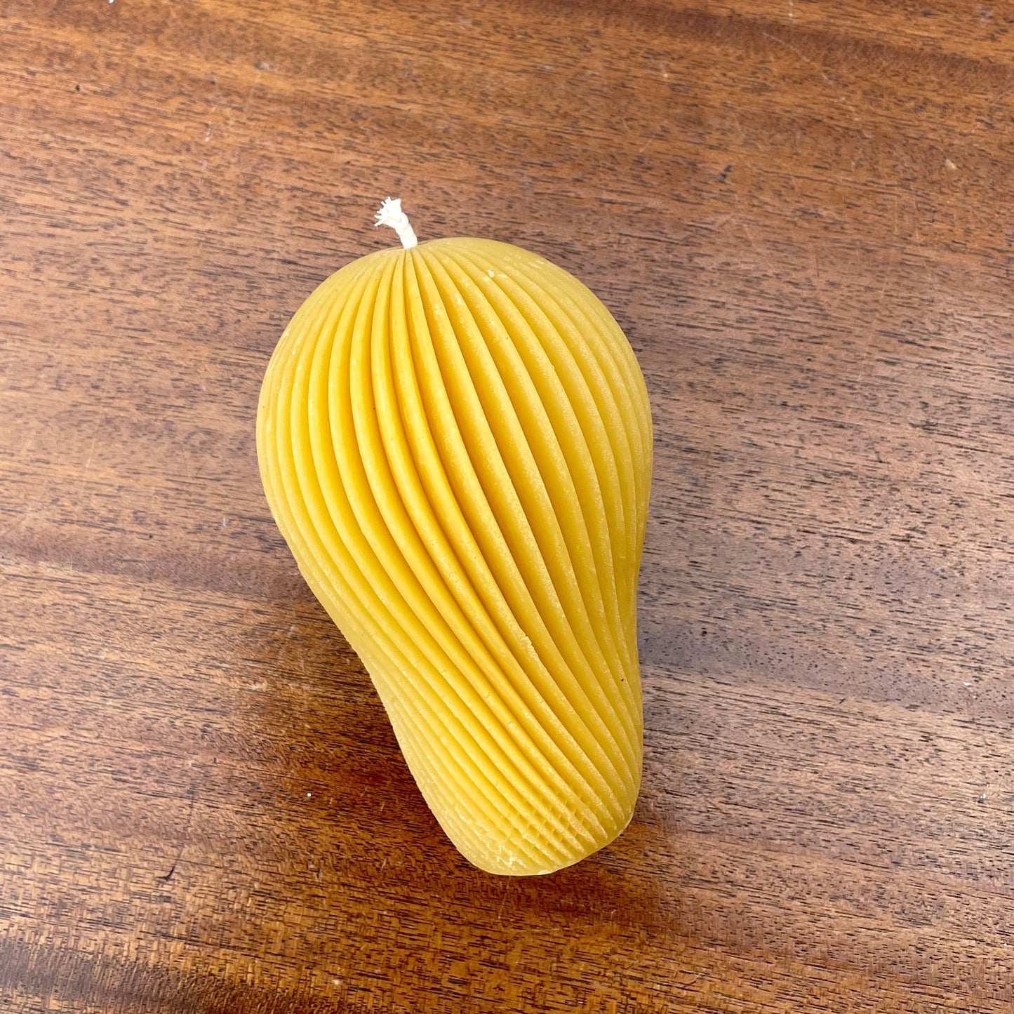 Spiral Swirl Pillar in Pure Beeswax // Fluted Pillar Candle / Beeswax Candle