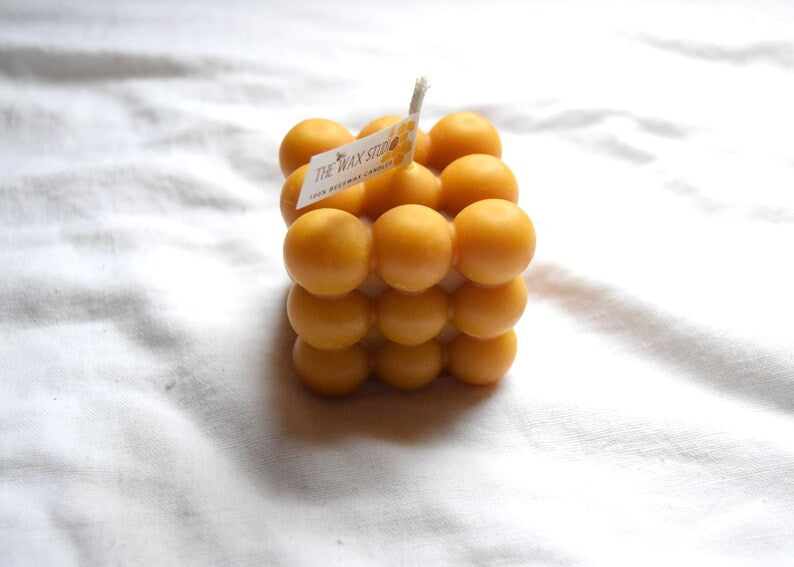 Beeswax Cube Candle // Beeswax, Candle, Bubble, Beeswax Candle, Bubble Candle, Square Candle