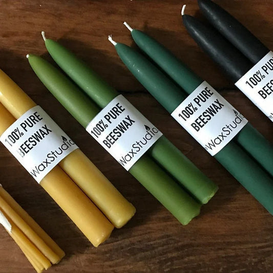 Eco Colored Beeswax Taper Candles, Pair of 2 // Tapers, Beeswax Candles, 8" Tapers, Eco Friendly, Candles