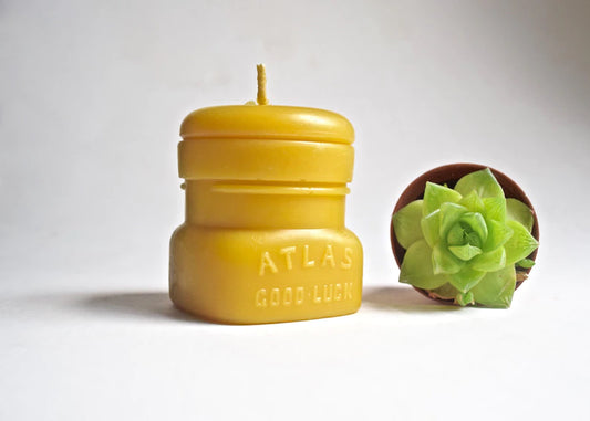 Good Luck Antique Bottle Candle in 100% Beeswax // Burnable Bottle Candle, Beeswax Candle, Pure Beeswax, Handmade in Canada