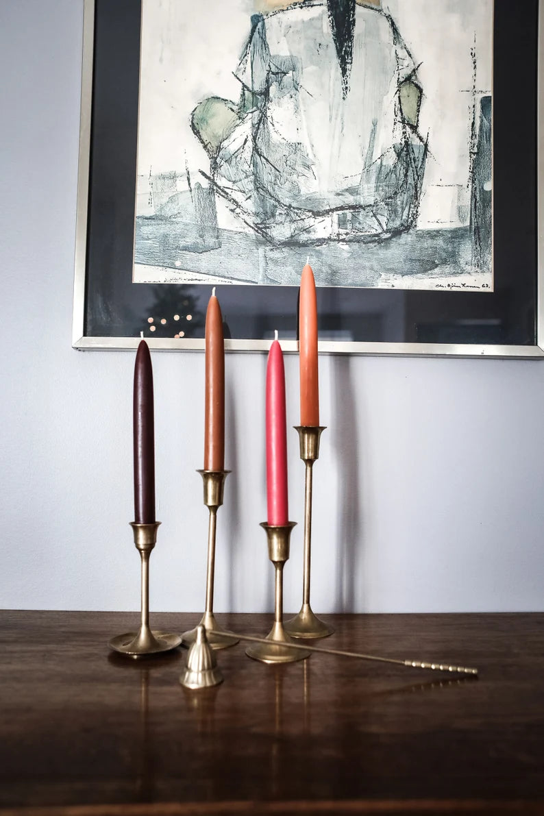 Beeswax Tapers in Jewel Tones - 8" Tapers, Beeswax, Pair of Two