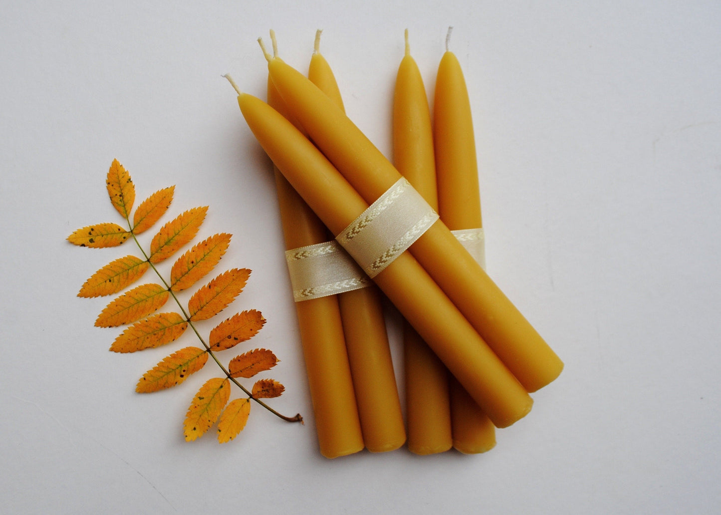 Pair of Two 8" Beeswax Taper Candles// Tapers, Beeswax, Candles // 100% Pure Handfiltered Beeswax, Hygge Home